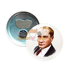 10 Kasım Atatürk'ü Anma Metal Resimli İğneli Buton Rozet Magnet Anahtarlık Açacak Çanta Rozetleri M4