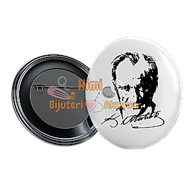 10 Kasım Atatürk'ü Anma Metal Resimli İğneli Buton Rozet Magnet Anahtarlık Açacak Çanta Rozetleri M6