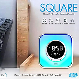 Subzero Square SB69 Alarm ve Sıcaklık Göstergeli LED Atmosfer Işıklı Hoparlör