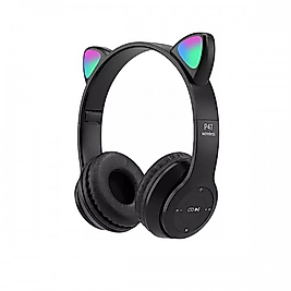 Kulak Üstü Rgb Işıklı Kedi Bluetooth Kulaklık