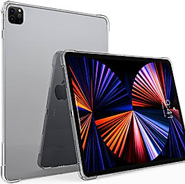 iPad Pro 12,9 inç Kılıf 2022/2021/2020(6/5/4. Nesil), Şeffaf Kauçuk Yumuşak Deri Silikon Yan Köşe Koruyucu Kapak Kılıfı - Şeffaf