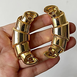 Kruvasan Tasarım Büyük Gold Küpe (7cm)