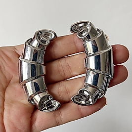 Kruvasan Tasarım Büyük Silver Küpe (7cm)