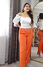 Zara Model Turuncu Kumaş Pantolon