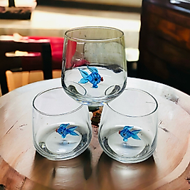 3lü Cam Figürlü Su Bardağı Seti