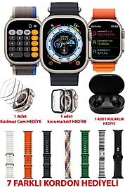 TECHNOMEN Akıllı Saat Y60 Ultra Plus Bluetooth Kulaklık 7 Kordon Kasa Koruma Kırılmaz Cam Hediyeli Smart Watch