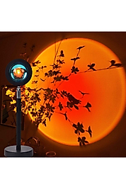 Asfal Tek Renkli (LENSLİ) Gece Lambası Günbatımı Işıklı Sunset Lamba 180 Derece Dönebilen Ortam Işığı