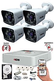 IDS 4 Kameralı Güvenlik Kamerası Seti - Cepten Izleme - Fullhd - Gece Görüşlü - Su Geçirmez -a1546