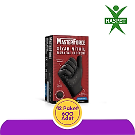 Haspet Masterforce Siyah Nitril Eldiven (M) 50 Adet 12 Kutu
