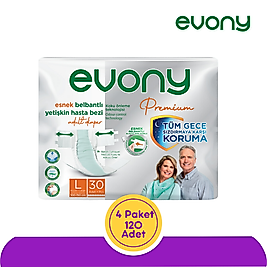 Evony Premium Esnek Belbantlı Yetişkin Hasta Bezi Büyük (L) 120 Adet