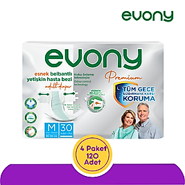 Evony Premium Esnek Belbantlı Yetişkin Hasta Bezi Orta (M) 120 Adet