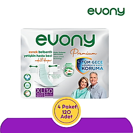 Evony Premium Esnek Belbantlı Yetişkin Hasta Bezi Ekstra Büyük (XL) 120 Adet
