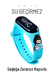 Prenses Figürlü Su Geçirmez Dokunmatik Led Ekranlı Dijital Çocuk Ve Genç Kol Saati (Mavi)