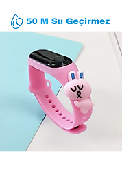 [kutulu] Mavi Kulak Tavşan Figürlü Dijital Çocuk Saati - Su Geçirmez - Led Dokunmatik Ekran