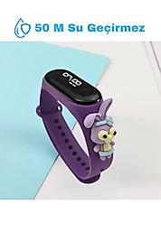 [kutulu] Tatlı Tavşan Figürlü Dijital Çocuk Saati - Su Geçirmez - Led Dokunmatik Ekran