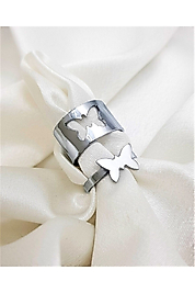Gümüş Kaplama Ayarlanabilir Kelebek Figür Arkadaş Sevgili Çift Yüzüğü