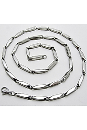 Lifair Accessory Erkek Çelik Kolye Küp Üçgen Model Zincir