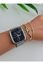G- Polo Gümüş Hasır Kordon Bayan Saati+ Bileklik Hediyeli