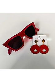 Bayanlar Özel Yaza Giriş Kombini Güneş Gözlüğü-küpe Kırmızı