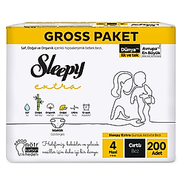Sleepy Extra Günlük Aktivite Gross Paket Bebek Bezi 4 Numara Maxi 200 Adet