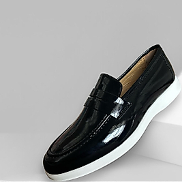 Siyah Rugan Klasik poli Bağsız  Erkek Ayakkabı As.084