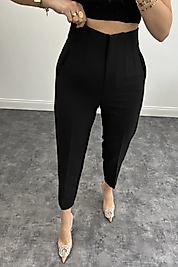 Zara Lüx Kalite Cebi Dikişli Ultra Yüksek Bel Pensli Kumaş Pantolon
