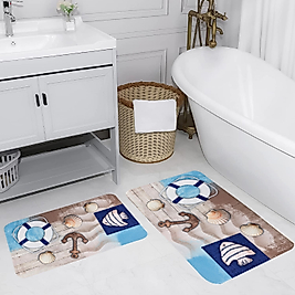Rovigo Home Dijital Baskı Yıkanabilir Kaymaz 2 li Banyo Takımı