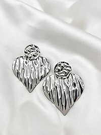 Plaka Kalp Çelik Küpe(silver)