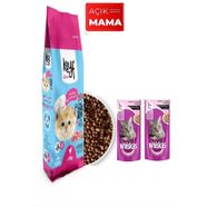Yavru Kedi Maması Tavuk Etli 3 Kg(AÇIK MAMA) + Whiskas Somonlu Yaş  Mama 100 gr x 2  Adet