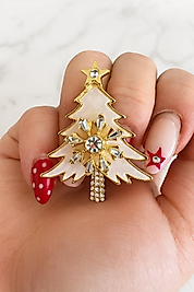 Noel Baget Taşlı Çam Broş