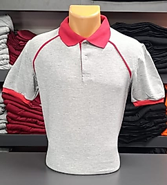 Yakalı T-Shirt Pamuk Penye 1.Kalite Kumaş Gri ve Kırmızı Renk