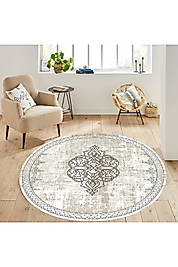 Rovigo Home Dijital Baskı Yıkanabilir Kaymaz Taban Yuvarlak Halı RVG7295-SD1126 180x180 cm