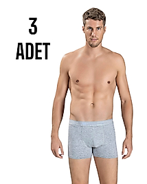 Gümüş Erkek Licra Boxer Şort Gri 3 Lü Paket