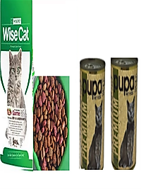 WİSECAT Gourmet Karışık KEDİ MAMASI 3 KG + PUPA TAVUKLU KONSERVE YAŞ MAMA 400 GR X 2 ADET