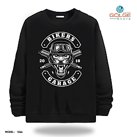 Motorcu Model Bisiklet Yaka Erkek kadın Slimfit Sweatshirt