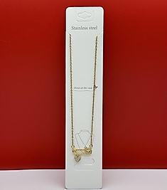 Kalpli kilit figürlü çelik kolye gold