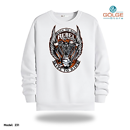 Motorcu Model Bisiklet Yaka Erkek kadın Slimfit Sweatshirt