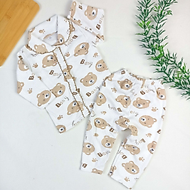 Bear Düğmeli Pijama Takımı / 3-6 ay Tek Beden