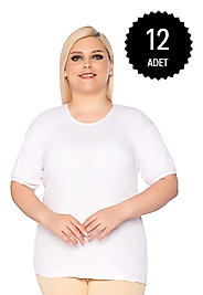 Gümüş 3013 Kadın Ribana ( Likralı ) Kollu Kaşkorse Anne Atlet Beyaz 12 li Paket