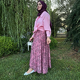 Şal desen etek (pembe)