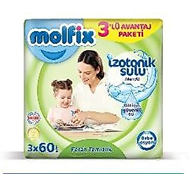 Molfix İzotonik Sulu Islak Mendil Ferah Temizlik 60x3'lü