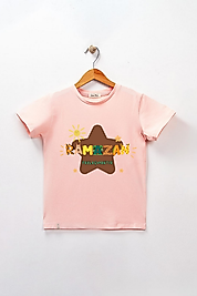 Kız Çocuk Kısa Kollu Bisiklet Yaka "Ramazan Paylaşmaktır" Baskılı Tişört Mevsimlik Pamuklu