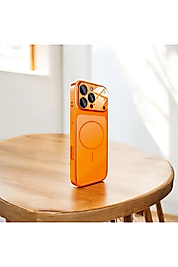 iPhone 15 Pro Max iPhone 17 Pro Max Görünümlü Turuncu Dönüştürücü Kılıf – Premium Kamera Tasarımlı