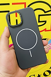 İphone 15 Magsafe Lansman İçi Süet Gri Telefon Kılıfı