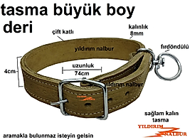 DERİ KÖPEK KANGAL TASMASI SARI KALIN HAYVAN TASMASI HALKALI ÇİFT KATLI