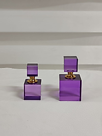 2'li Kare Parfüm Şişesi Mor 8cm. - 9.5 cm.