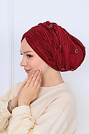 drapeli dolgulu piliseli el işlemeli bone