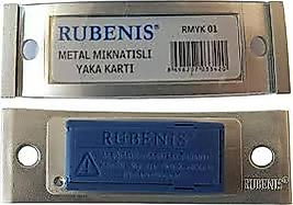 Rubenis Metal Mıknatıslı Yaka Kartı Gri