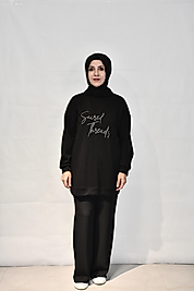 Basic Baskılı Siyah Tunik