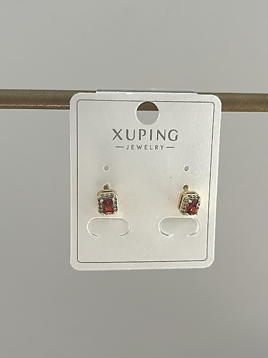 Xuping Bordo Taşlı Küpe